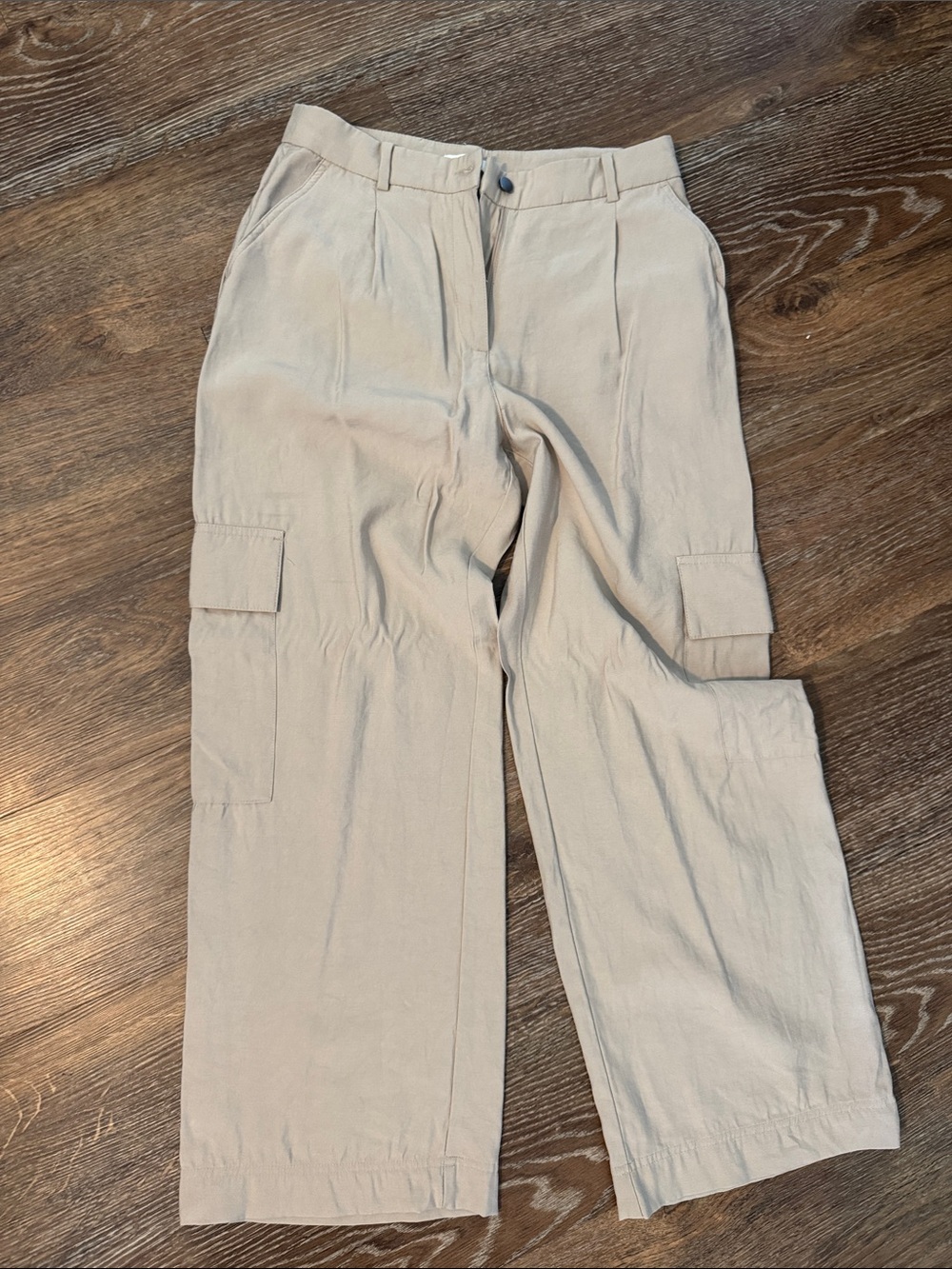 H&M Beige Wide-Leg Cargo Trousers